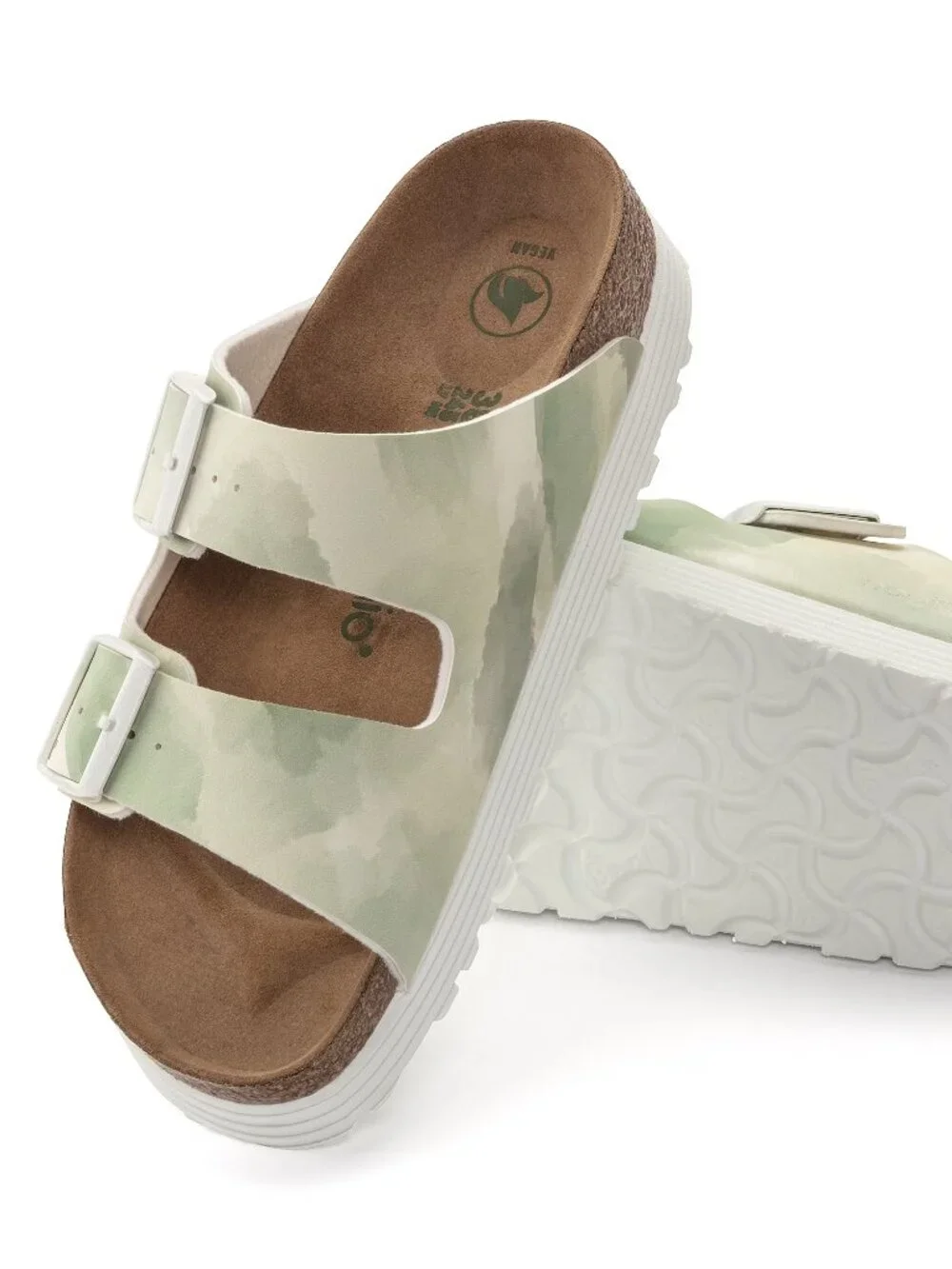 NWT Birkenstock Papillio Women's Arizona Grooved Sandals Watercolor Khaki 40
